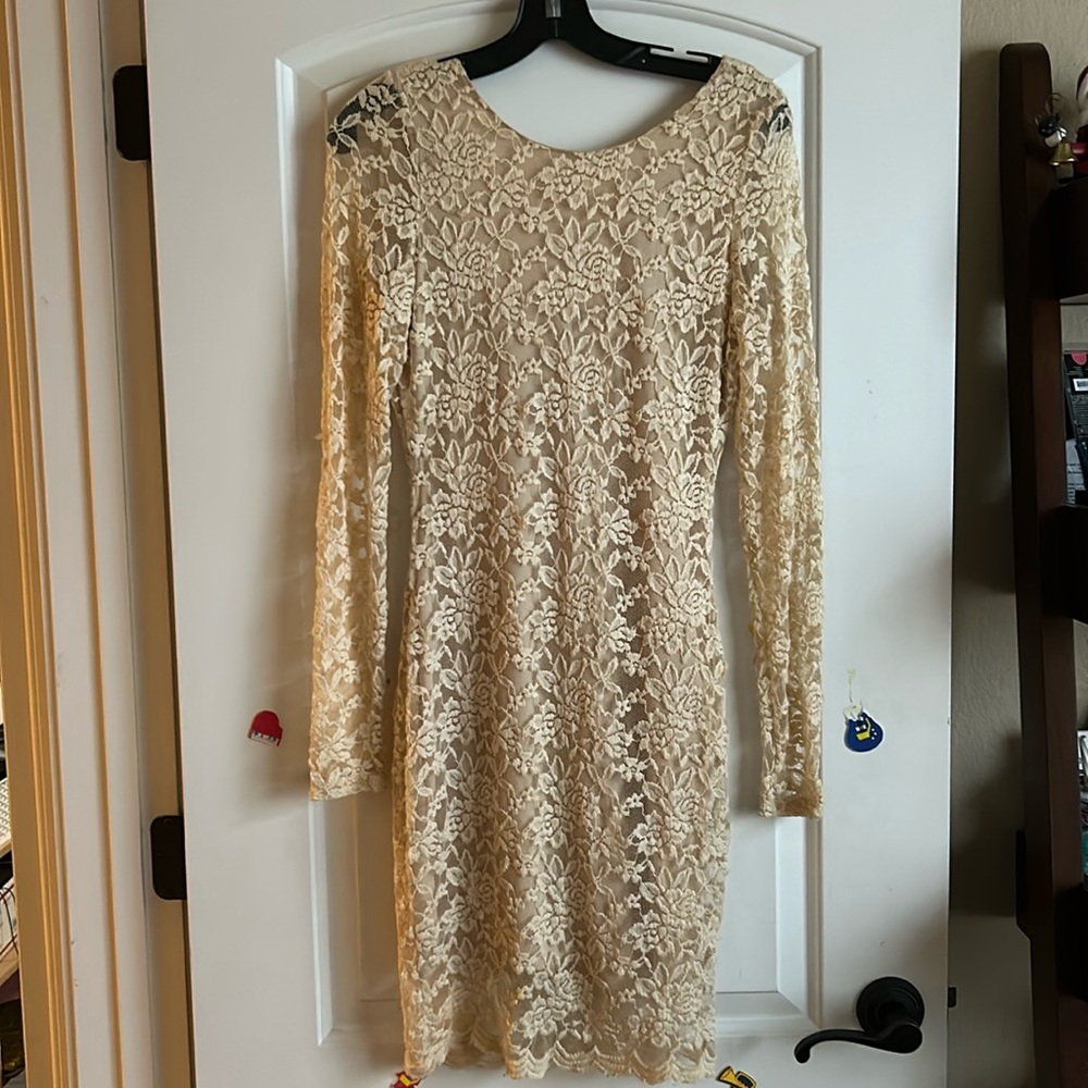 Bailey blue ecru lace dress sz M